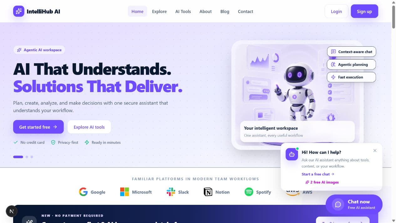 IntelliHub AI - Agentic SaaS Workspace