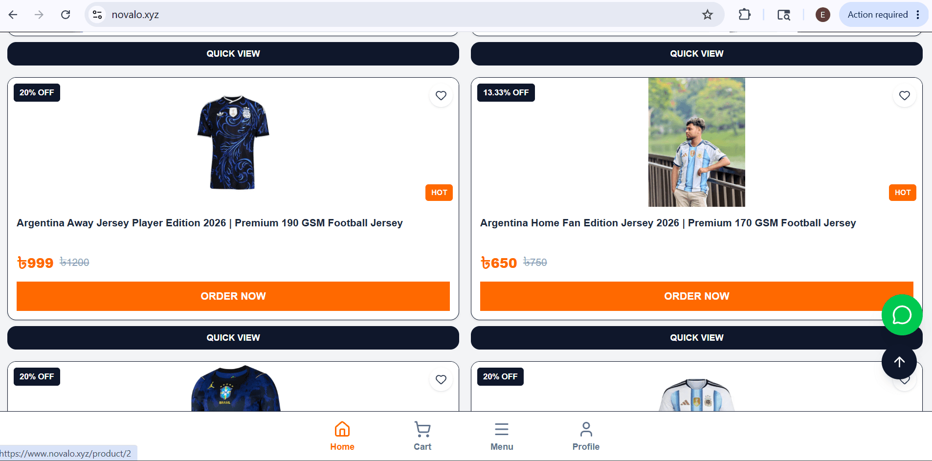 NOVALO - Premium Football Jersey E-commerce Website