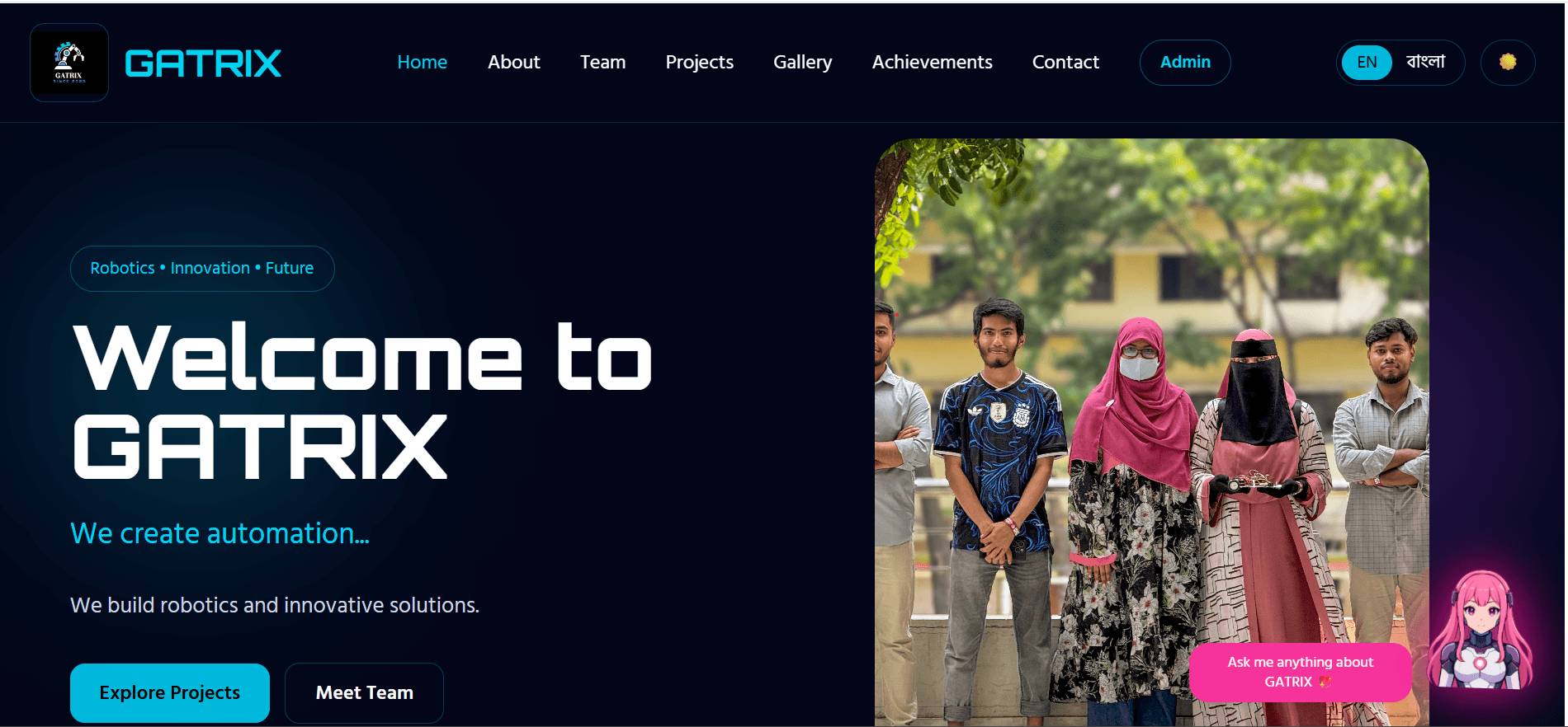 GATRIX - Robotics Group Showcase Website